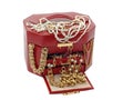 Box of treasure with gold jewelry Royalty Free Stock Photo