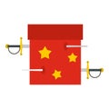 Box of tricks with daggers icon, flat style Royalty Free Stock Photo