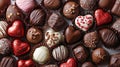 A box of Valentines chocolate sweets in different shapes and flavors