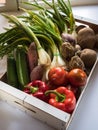 Box of a variety of organic vegetables