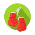 Box Vector Icon with Classic Red Boxing Gloves Royalty Free Stock Photo