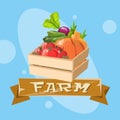 Box With Vegetable Harvest Eco Farming Logo Concept