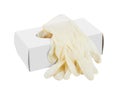 Box of white latex protective gloves