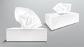 Box with white paper napkins, facial tissues