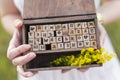 Box with wooden letters Royalty Free Stock Photo