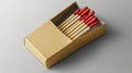 A box of wooden matches arranged neatly on a light background for easy access and use Royalty Free Stock Photo