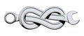 Box wrench bent into eight knot. Twisted spanner repair tool. Symbol for support service workshop. Tattoo design isolated vector