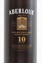 Box of 10 years old ABERLOUR single malt scotch whisky Royalty Free Stock Photo