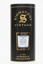 Box of 11 years old SIGNATORY VINTAGE single malt scotch whisky Royalty Free Stock Photo