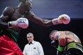 Boxe Magnesi vs Awuku & x28;International WBC Super Feather Weight Title Royalty Free Stock Photo