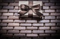 Boxed gift with ribbon on wooden wicker matting