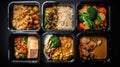 Boxed lunch, Modern thai food lunch boxes in plastic packages Royalty Free Stock Photo