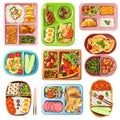 Boxed Lunches Set Royalty Free Stock Photo