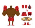 Boxer and accessory set. Sportsman champion. Sport Kit: boxing g Royalty Free Stock Photo