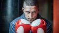 Boxer attuned to battle,promotional picture for boxing