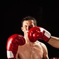 Boxer being hit Royalty Free Stock Photo