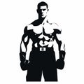 boxer black icon on white background. boxer silhouette