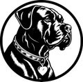 Boxer - black and white vector illustration