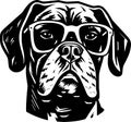 Boxer - black and white vector illustration