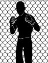 Boxer with boxing gloves without face color black, fighting illustration