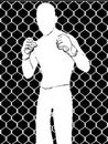 Boxer with boxing gloves without face, fighting illustration