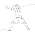 Boxer, boxing gloves, hit one line art. Continuous line drawing protective mask, protection, boxing, fight, athletes