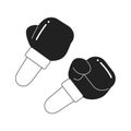 Boxer boxing gloves monochromatic flat vector first view hands