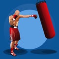 Boxer. Boxing logo. Training with punching bag