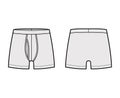 Boxer briefs underwear technical fashion illustration with elastic waistband Athletic-style skin-tight trunks Underpants Royalty Free Stock Photo