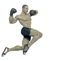 Boxer cartoon super punch in a white background