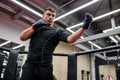 Boxer, caucasian man fighting or posing in gloves. Fitness and boxing concept. Individual sports recreation. Royalty Free Stock Photo