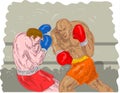 Boxer connecting a knockout Royalty Free Stock Photo