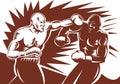 Boxer connecting a punch Royalty Free Stock Photo