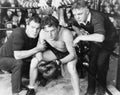 Boxer in corner with trainers Royalty Free Stock Photo