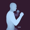 Boxer. 3D Model of Man. Human Body. Sport Symbol. Design Element. Vector Illustration Royalty Free Stock Photo