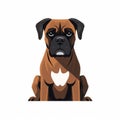 Black And Brown Boxer Dog Sitting - Flat Vector Style Illustration Royalty Free Stock Photo