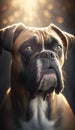 Boxer dog on a dark background. Close-up portrait. Generative AI