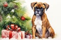 Boxer Dog Giving Gifts: A Heartwarming Illustration of Generosit