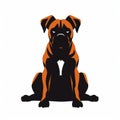 Simplified Black And Orange Boxer Dog Silhouette Graphic Illustration