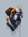 Boxer Dog white background Splash Art 1 Royalty Free Stock Photo