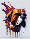 Boxer Dog white background Splash Art 3 Royalty Free Stock Photo