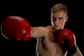 Boxer extending his right jab