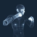 Boxer. Fighting Man. 3D Model of Man. Human Body Model. Body Scanning. View of Human Body.