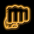 Boxer Fist Punch neon glow icon illustration