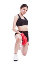 Boxer - fitness woman boxing wearing boxing gloves