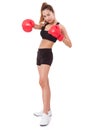 Boxer - fitness woman boxing wearing boxing red gloves