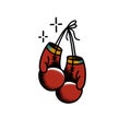 Boxer gloves doodle illustration, traditional tattoo