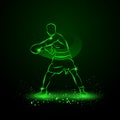 Boxer has hit. Neon style illustration.