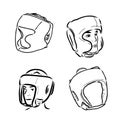 Boxer Helmet sketch icon vector. Hand drawn blue doodle line art Boxer Helmet sign. isolated symbol illustration