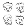 Boxer Helmet sketch icon vector. Hand drawn blue doodle line art Boxer Helmet sign. isolated symbol illustration